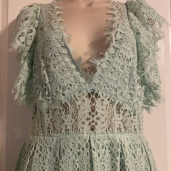 NWT ASOS Mint Green Beautiful Paisley Lace Formal Dress Sz 8 Bridesmaid Prom - Picture 2 of 11
